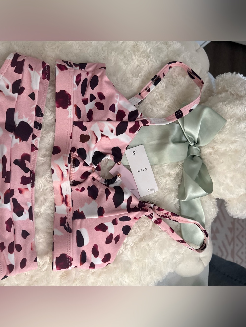 Pink Animal Print Cutout Bikini Top - Women Swim Bikini